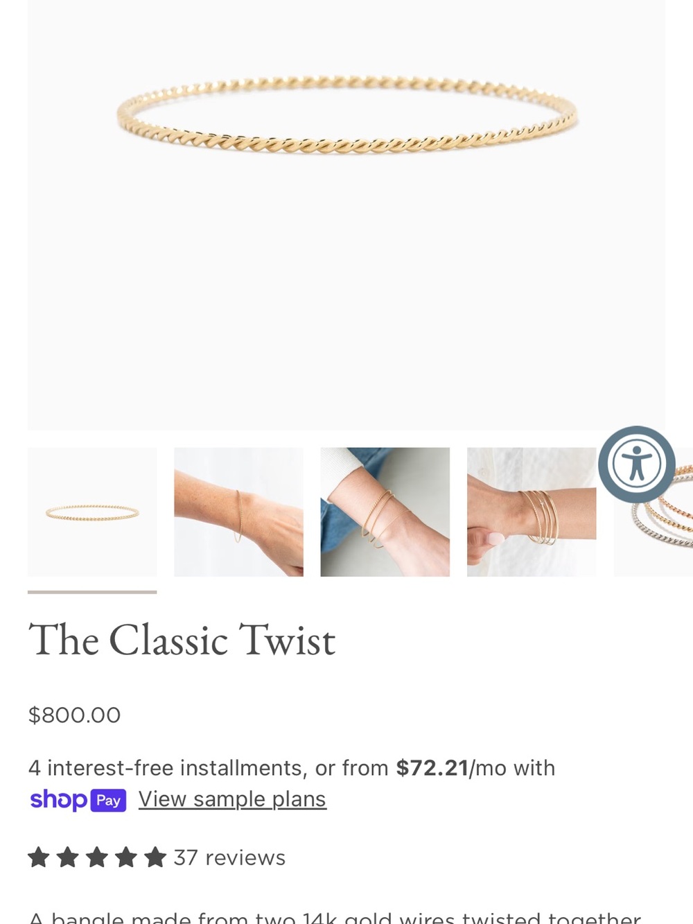 Yearly Co Classic Twist Bangle - Picture 4 of 4